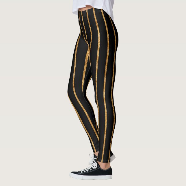 Leggings ligne dorée couleur cosmique étoile galaxie motif  (Gauche)