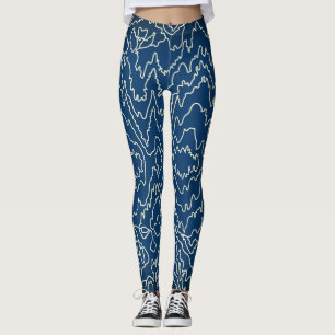 Leggings Ligne géométrique blanche Curvy bleu
