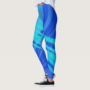 Leggings Lignes Abstraites bleues et Turquoises
