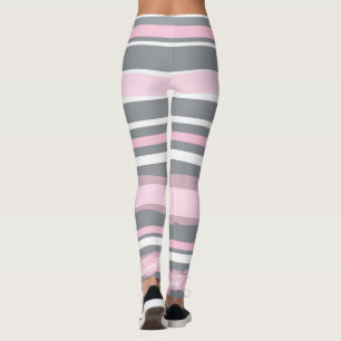 Leggings Lignes blanches gris rose Art Abstrait