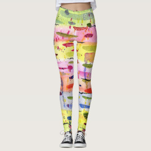 Leggings Lignes colorées Aquarelle Abstraite