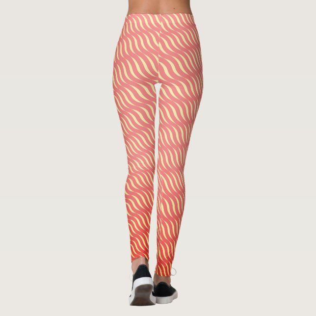Leggings Lignes de Rose inclinées magiques ondulées Motif s (Dos)