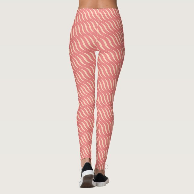 Leggings Lignes de Rose inclinées magiques ondulées Motif s (Dos)