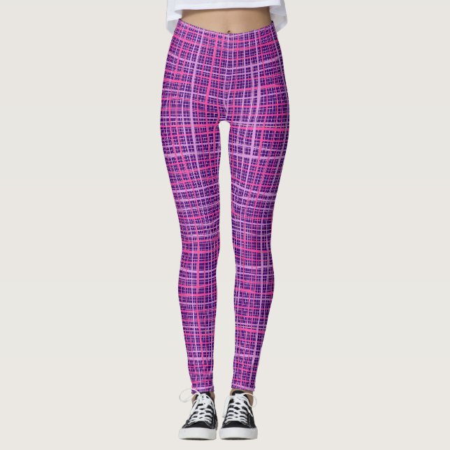 Leggings Lignes fines À damiers motif C09.pink sur DPurple (Devant)