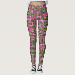 Leggings Lignes fines À damiers motif C09.rose sur DGreen B