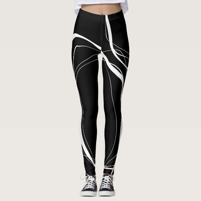 Leggings Lignes noires et blanches (Devant)
