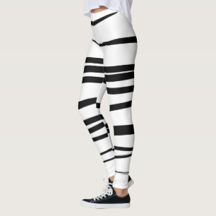 Leggings Lignes noires et blanches modernes Art Abstrait