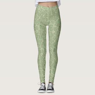 Leggings Lignes tissées vertes   Géométrique moderne du mil