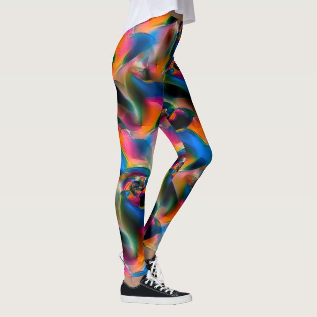 Leggings Lignes torsadées abstraites de couleur en sculptur (Droite)