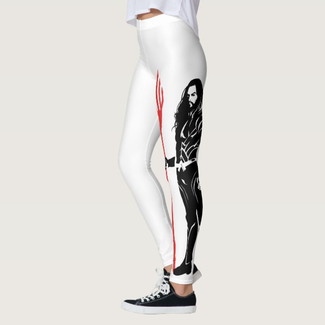 Leggings Ligue de Justice | Aquaman Pose Noir Pop Art (Gauche)