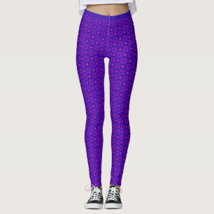 Leggings Lilac Mauve Shades Starry Boxes Motif Fitness