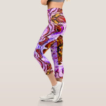 Leggings Lilac rose et rouge Capri