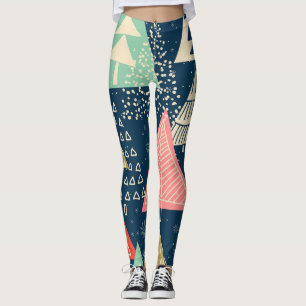 Leggings L'Illustration Festive Des Arbres De Noël.