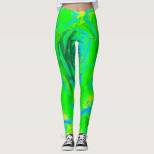 Leggings Lime Green Chartreuse Succulent Sedum Rosette