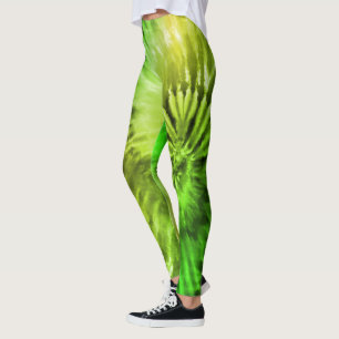 Leggings Lime Green & Yellow Psychedelst Starburst Tie Dye