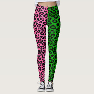 Leggings Lime vert - Chaud rose léopard animal 