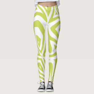 Leggings Lime Vert Zèbre Abstrait Imprimer Légendes pour fe