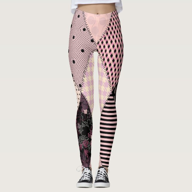 Leggings Lingerie textile : Patchwork Motif Vintage (Devant)