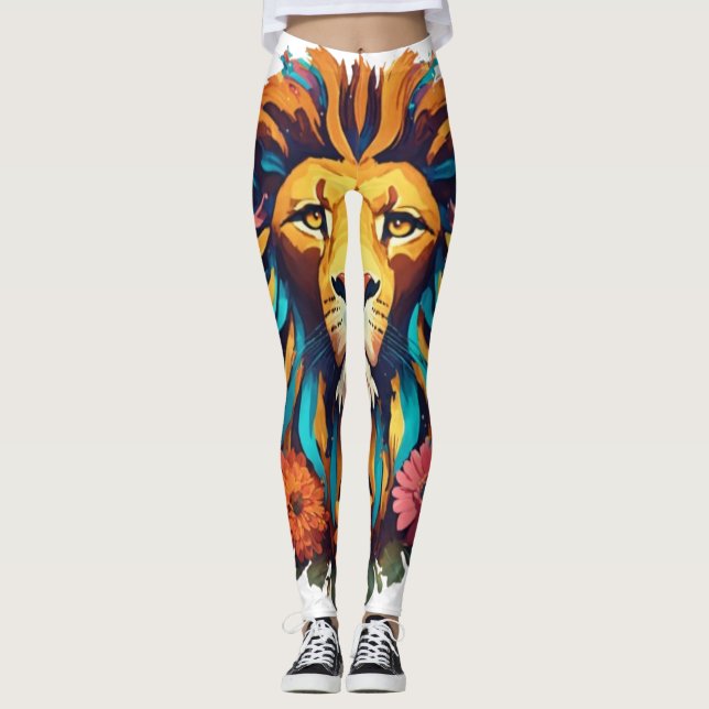 Leggings Lion géométrique (Devant)