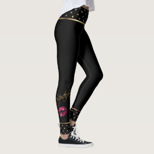 Leggings Lipstick Parties scintillant rose chaud lèvres