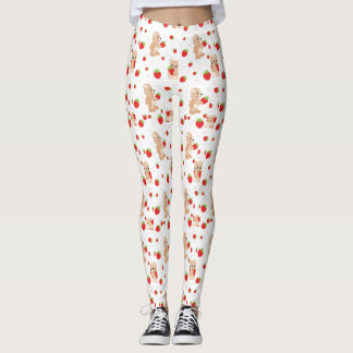 Leggings Little teddy bear with strawberry