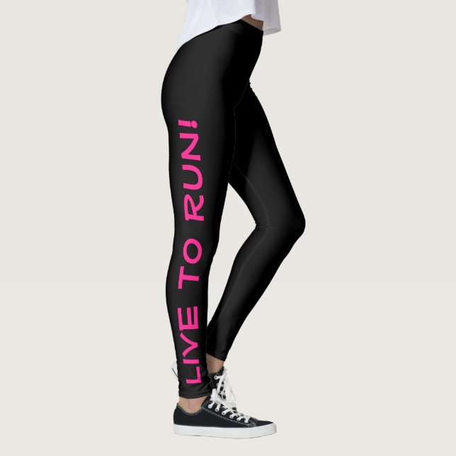 Leggings Live to Run ! Courez en direct ! Couleur rose noir (Droite)