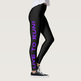 Leggings Live to Run ! Courez en direct ! Courant noir et v