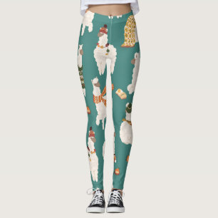 Leggings Llama Alpaca Sweater Motif sans couture.
