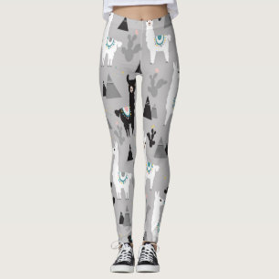 Leggings Llama cactus montagnes, motif sans soudure.