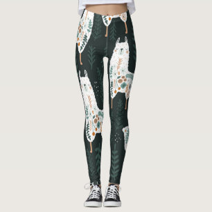 Leggings Llamas Florales Cute Texture Vintage