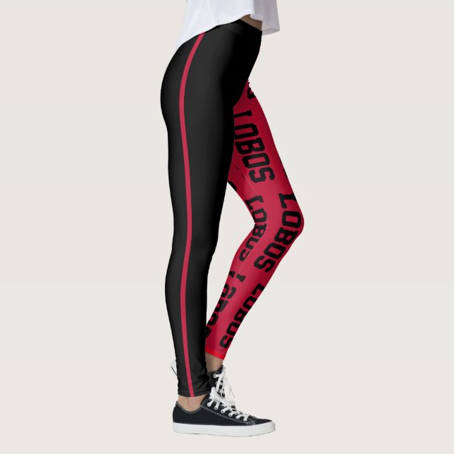 Leggings LOBOS Bold Cherry Red Black Modern Nouveau Mexique (Droite)