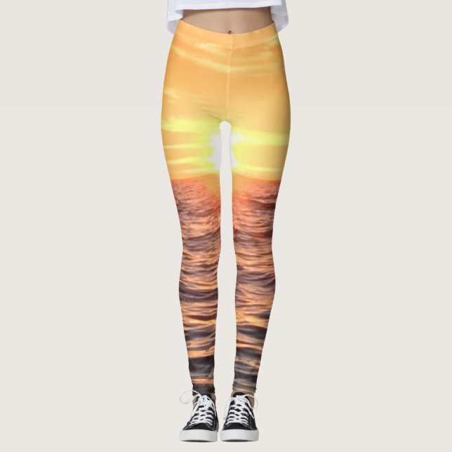 Leggings L'océan de coucher du soleil (Devant)