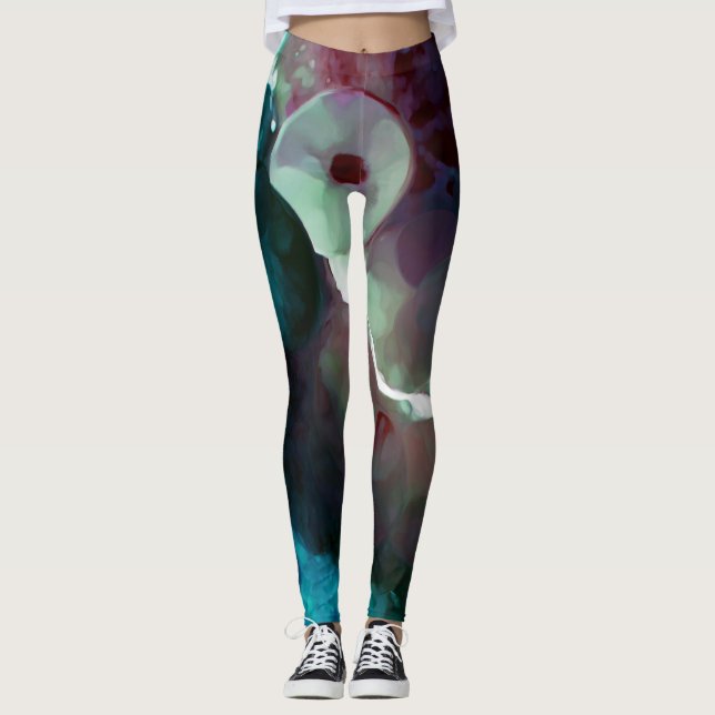 Leggings L'océan rencontre les guêtres peintes par terre (Devant)