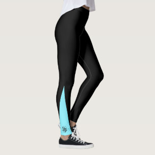 Leggings Logo de société personnalisé noir et bleu électriq