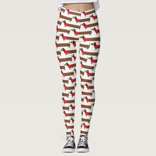 Leggings Longue illustration mignonne de teckel (Devant)