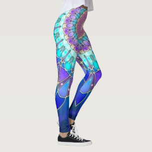 Leggings Lotus Flower Mandala - bleu cyan violet