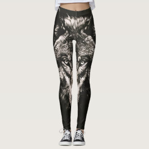 Leggings Loup sauvage monochrome majestueux