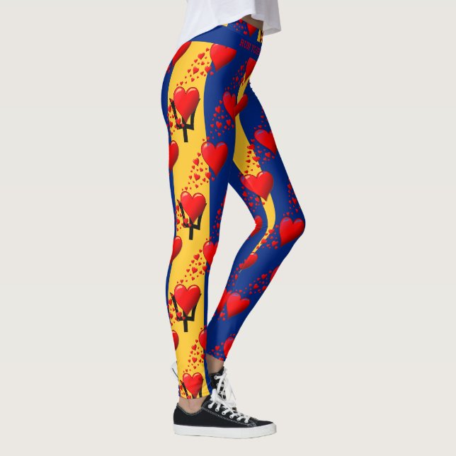 Leggings LOVE BARBADOS Drapeau Coeurs rouges EXÉCUTEZ VOTRE (Droite)