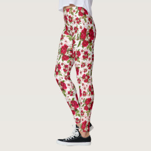 Leggings Love Red Rose Bouquet Photographie Motif aléatoire