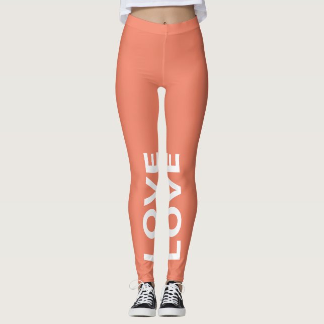 Leggings Love Saumon Monochrome Classic Texte (Devant)