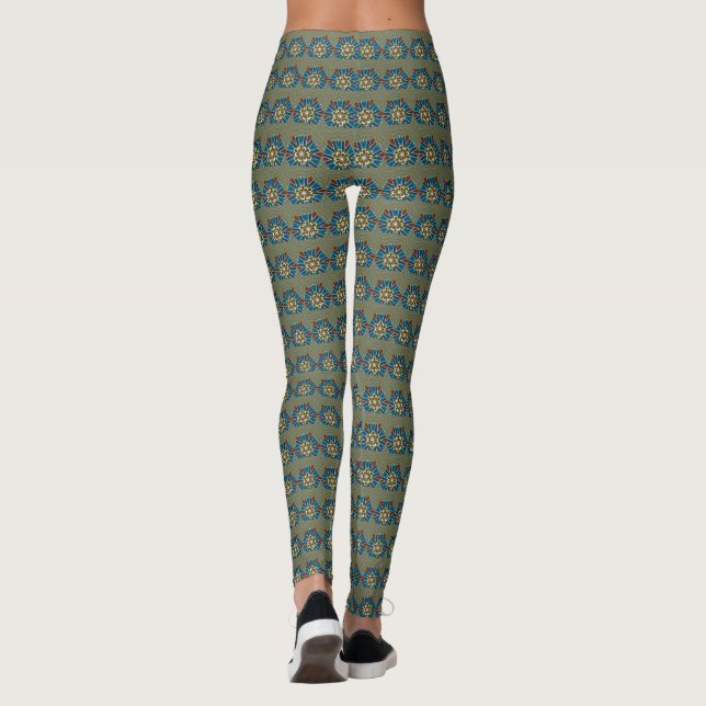 Leggings Lovely Mandala Forest Green do-it-yourself géométr (Dos)