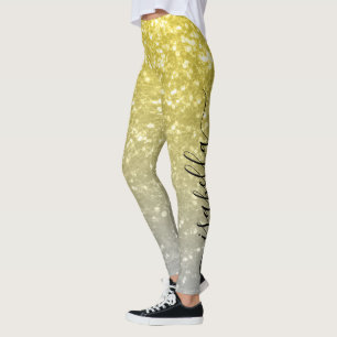 Leggings Lumière or gris ombre faux étincelles Nom personna
