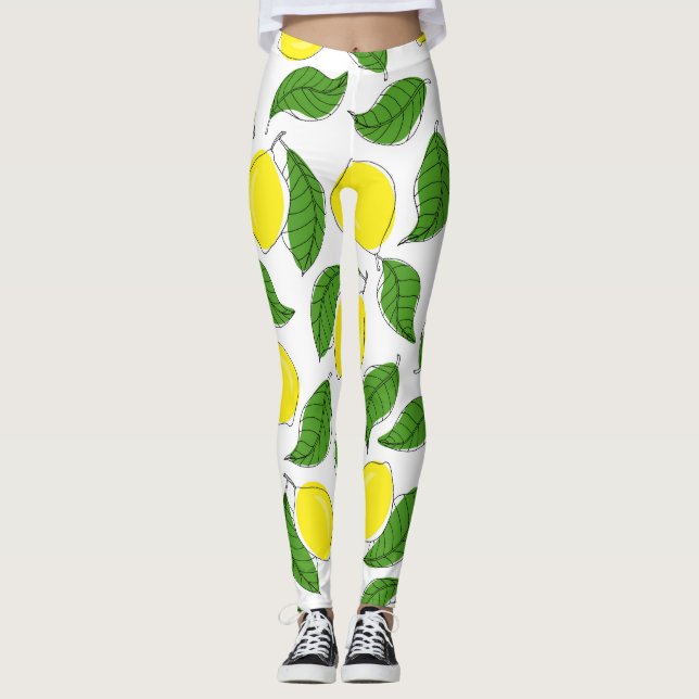 Leggings Lumineux citrons vert Feuille Motif (Devant)