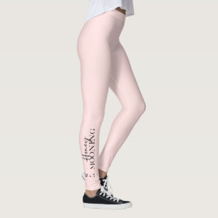 Leggings Lune de miel Script Blush avec Monogrammes et Coeu