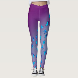 Leggings Lune violette Abstraite et papillons