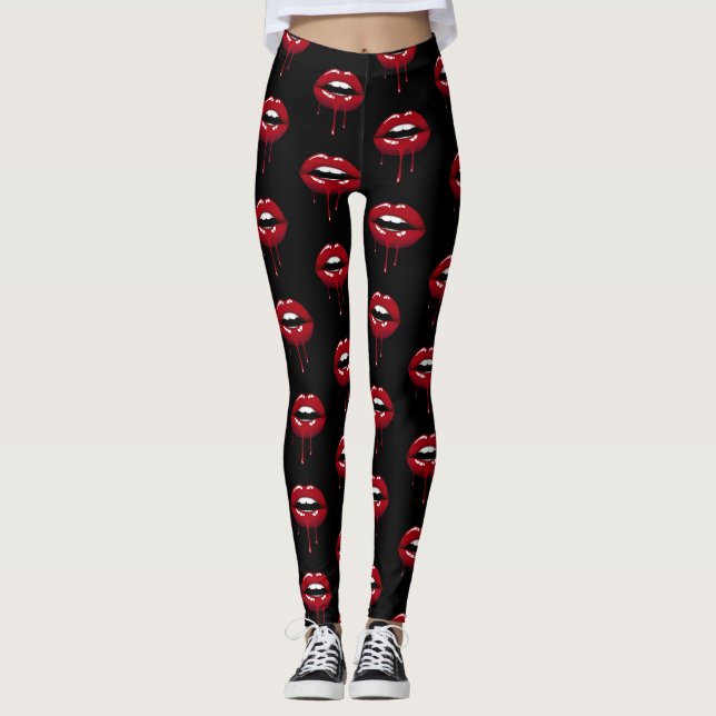 Leggings Luxe Beauté Glam Rouge Lèvres à goutte à goutte (Devant)