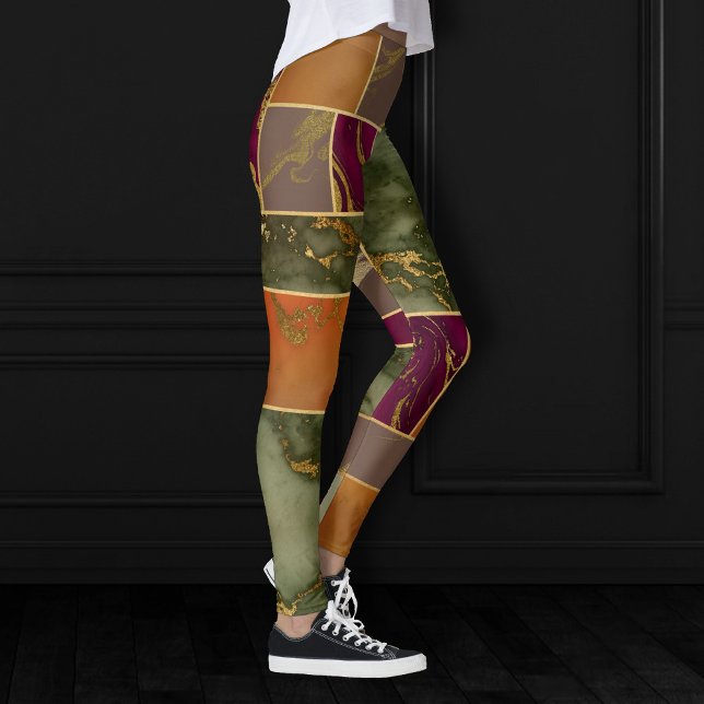 Leggings Luxe d'automne | Joyau d'or géométrique Marbre de  (Créateur téléchargé)