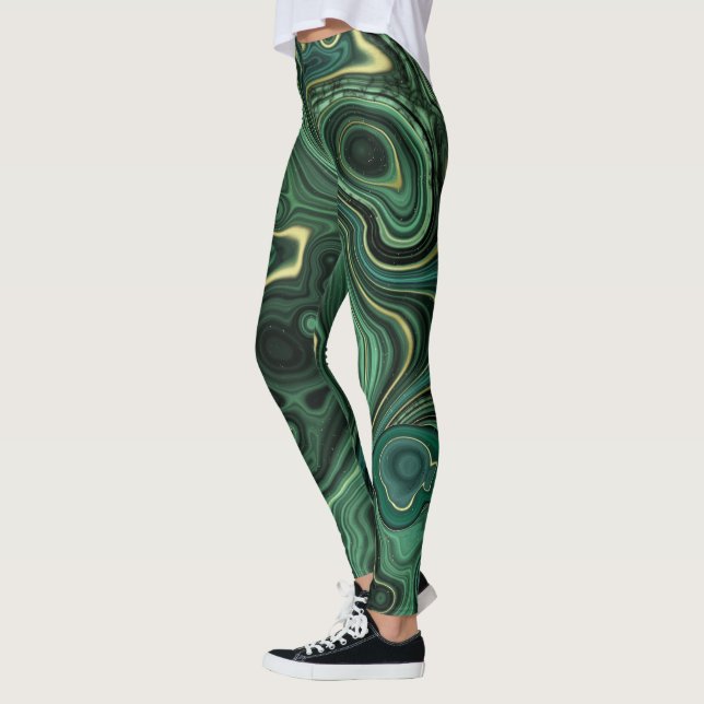 Leggings Luxe Glam Green Colorful Abstrait Motif (Gauche)