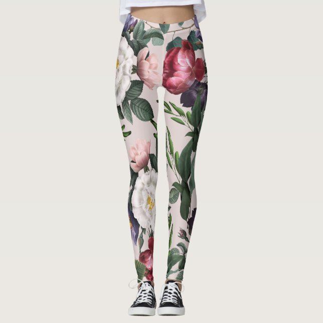 Leggings Luxueuses fleurs boho d'été de mode féminine (Devant)