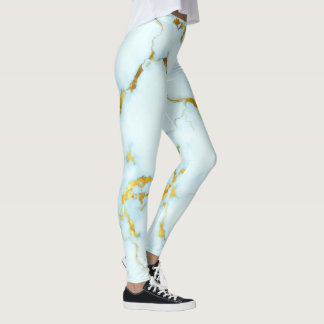 Leggings Luxueux Azure Gilded Pottery Motif Ceramic Art